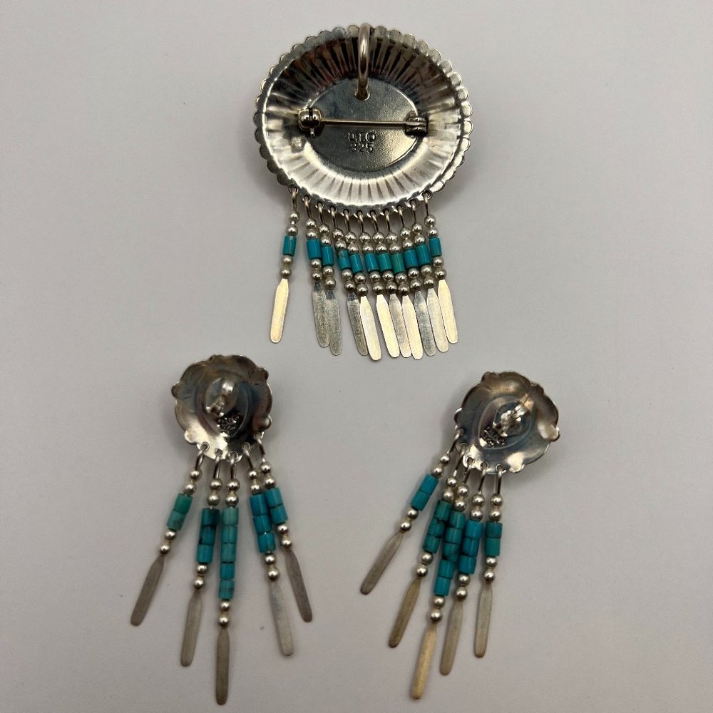 Vintage Southwest Turquoise Earrings and Pendant Set - Picture 3 of 3